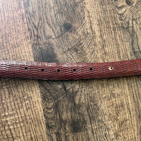 Allen Edmonds Brown Leather Belt Italian Calfskin Embossed Snake Print Men's 42 - Picture 5 of 9